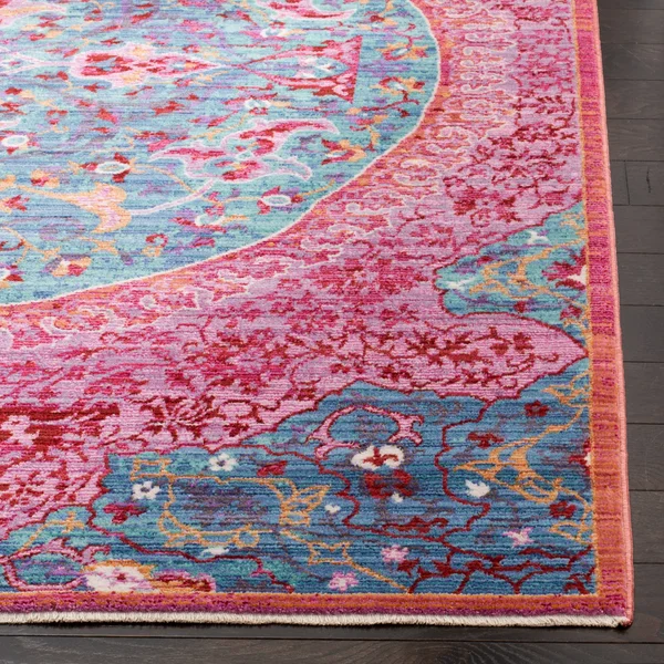 Safavieh SUT401B Sutton Turquoise, Fuchsia Area Rug - 4& x 6&