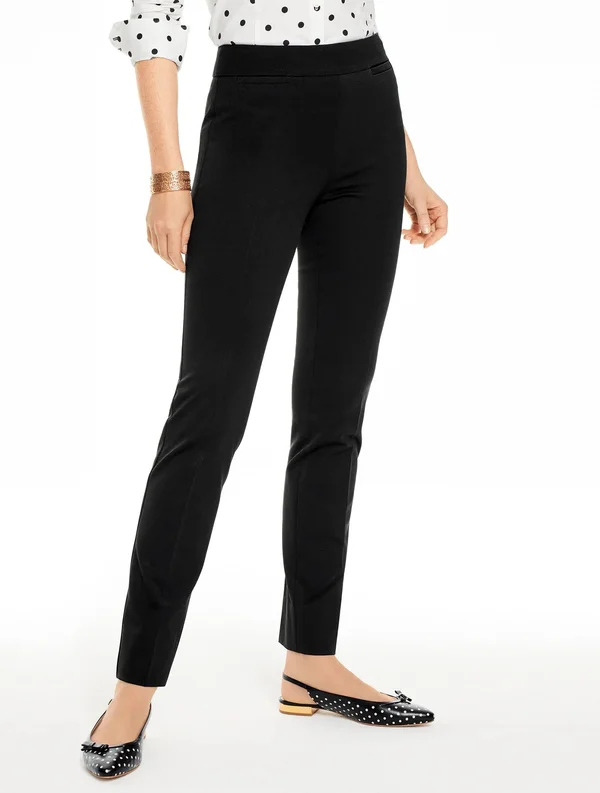 Refined Bi-Stretch Straight Leg Pants - Black - 6 Talbots