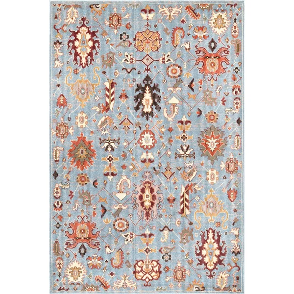 nuLOOM Transitional Melange Oriental Bloom Area Rug Blue 5& x 8& 5& x 8&