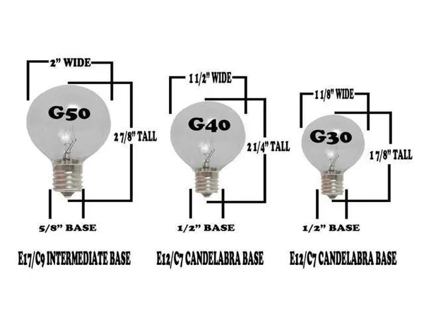 Novelty Lights 25 Pack LED G50 Outdoor Patio Globe Replacement Bulbs, Pure White, E17/c9 Base, 1 Watt