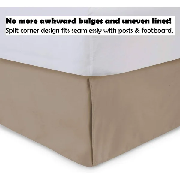 Harmony Lane Classic Tailored Bed Skirt with 18 Drop, King, Bone
