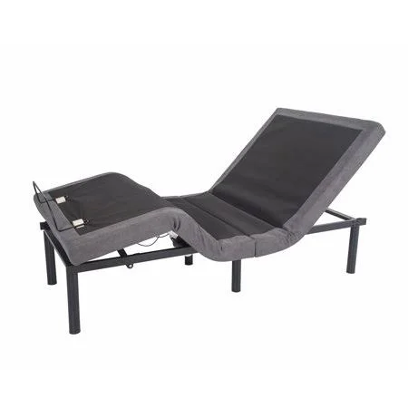 Comfort Upholstered Electric Adjustable Bed Base with Massage - Wireless Remote, LED Nightlights and USB Ports-Twin XL Size, black