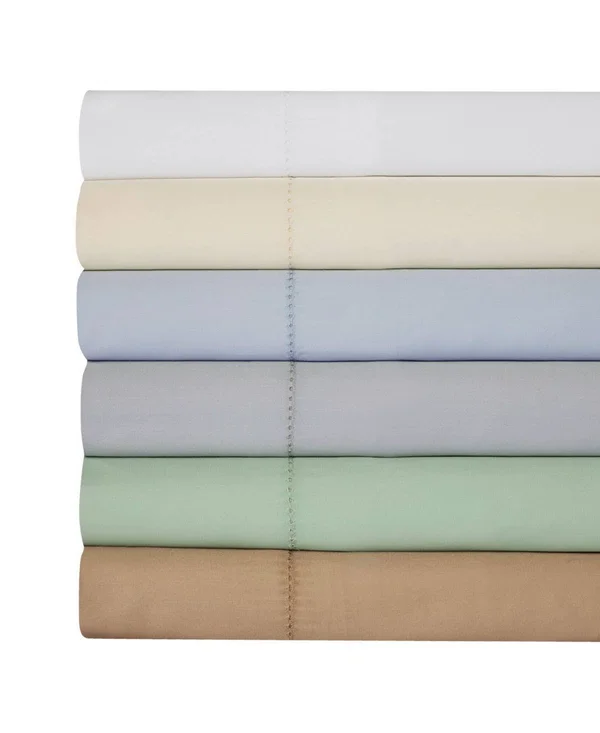 Aspire Linens 400 Thread Count with hemstitch, 4-pc Solid King Sheet Set - Blue