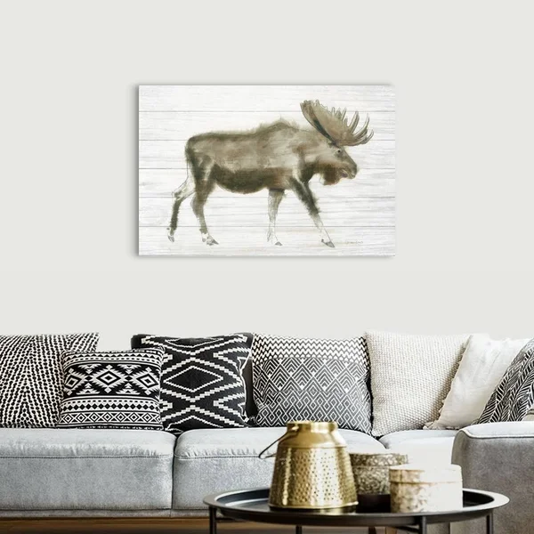 Dark Moose on Wood Crop, Canvas Wall Art, 48x32, Great Big Canvas