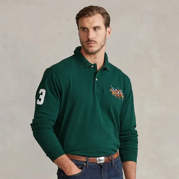 Ralph Lauren Men's Triple-Pony Mesh Polo Shirt - Size XL Tall in College Green
