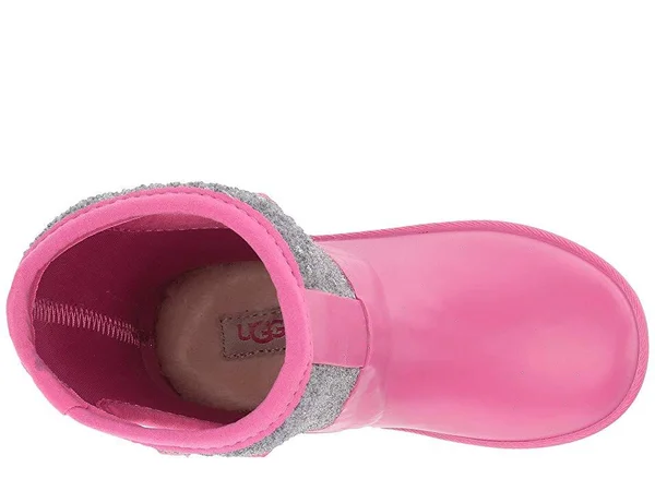 Ugg Australia Girls Kex Sparkle Sherpa Accented/pink Or Blk Rain Boots