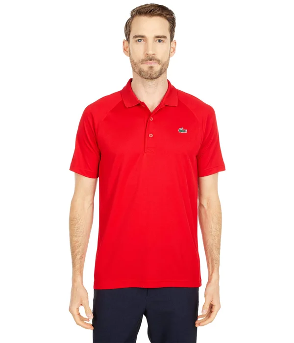Lacoste Men's Sport Technical Pique Tennis Polo - Red, S
