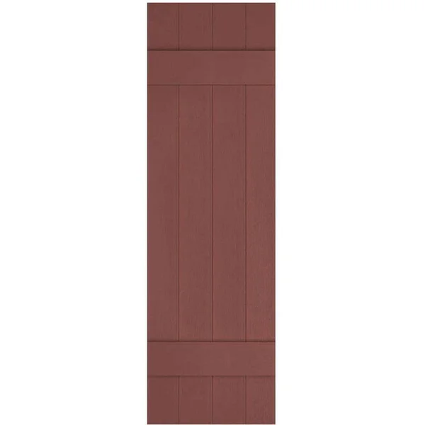 14x22W x 35x22H Lifetime Vinyl, Custom Four Board Joined (2 Batten), Board-n-Batten Shutters, w/Shutter-Loks (Per Pair), Burgund