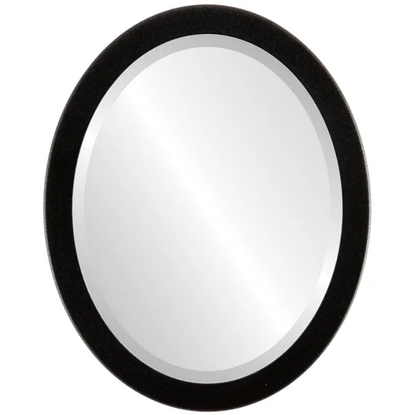 Vienna Framed Oval Mirror in Black Silver (22x26)