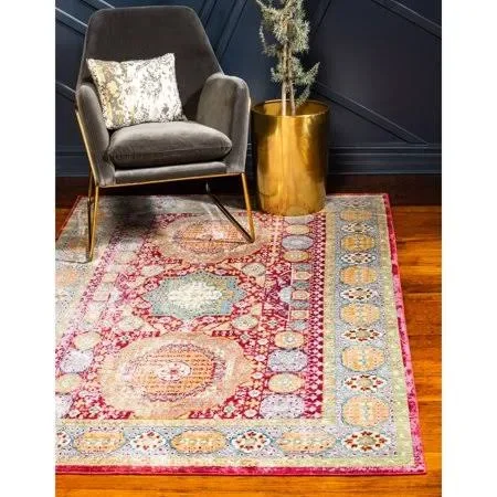 Unique Loom Tessitura Aria Area Rug - 5& x 8& - Red