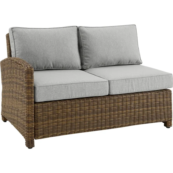Bradenton Outdoor Wicker Sectional Left Side Loveseat - Gray/Weathered Brown - Crosley