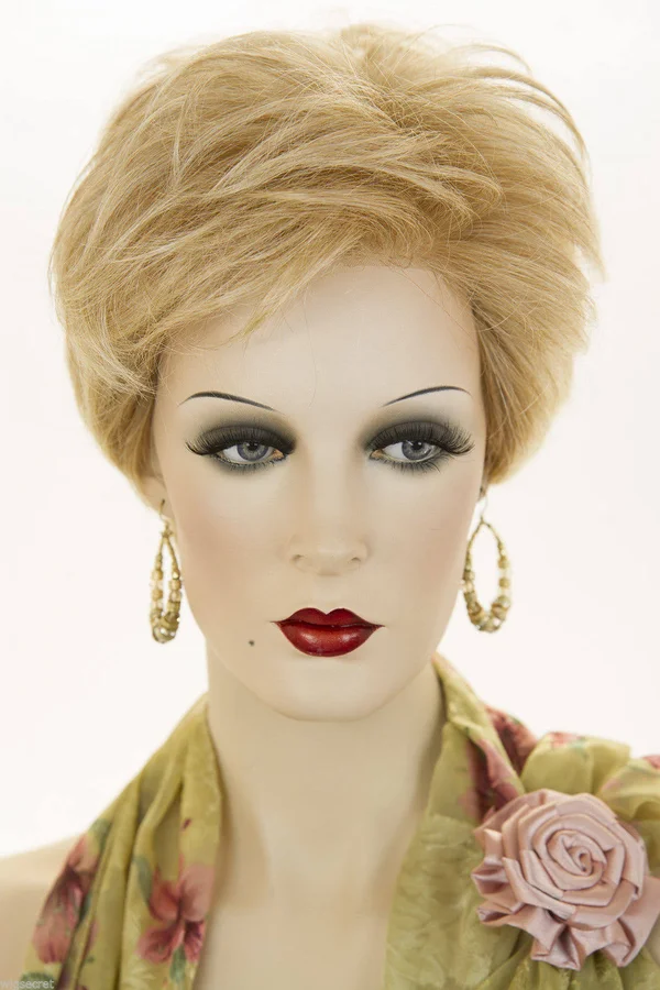 Anne Short Lace Front Monofilament Hand Tied Jon Renau Wavy Straight Wigs - LT Golden Brown Med Red Golden...