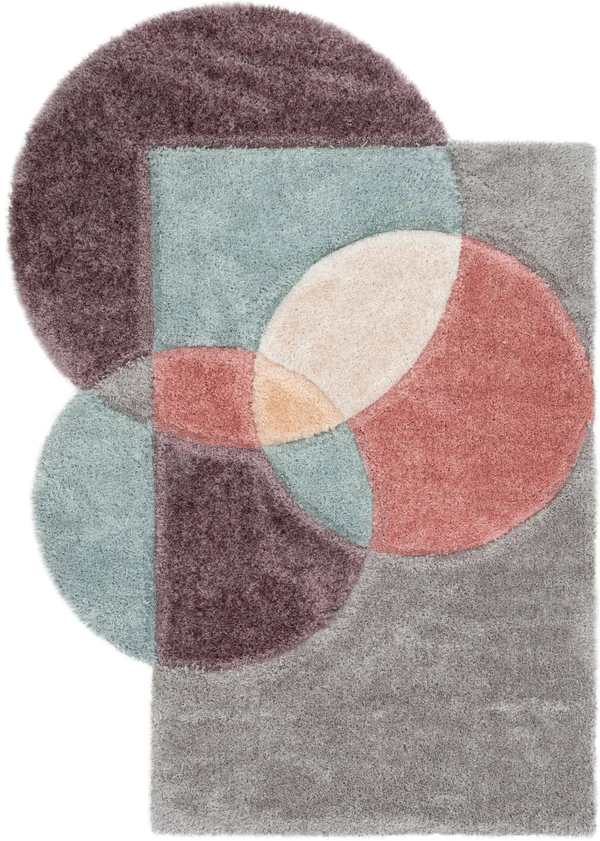 Well Woven Pablo GIA Modern Geometric Shag Lavendar Light Blue 3D Textured Thick & Soft Shag 5&3 inch x 7&7 inch Area Rug