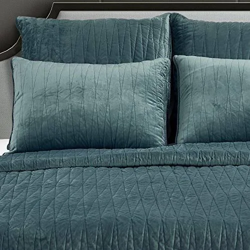 Velvet Quilt Set by Brielle Seafoam, Size King