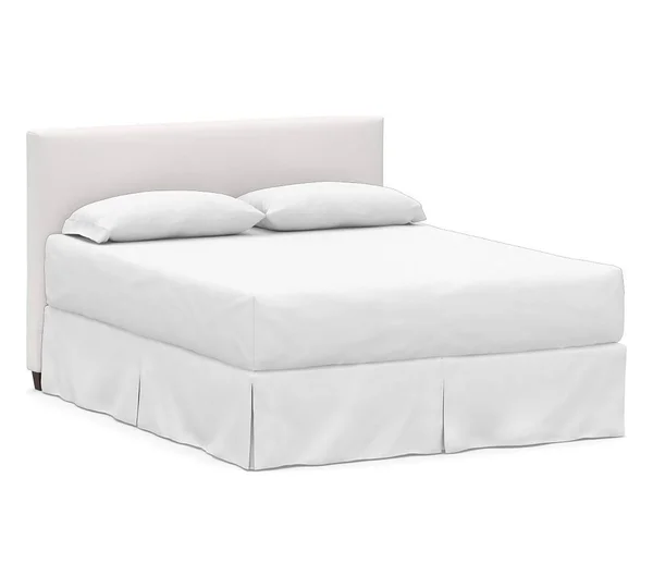 Raleigh Upholstered Square Full Low Headboard Without Nailheads, Twill White - Upholstered Beds - Bedroom Furniture