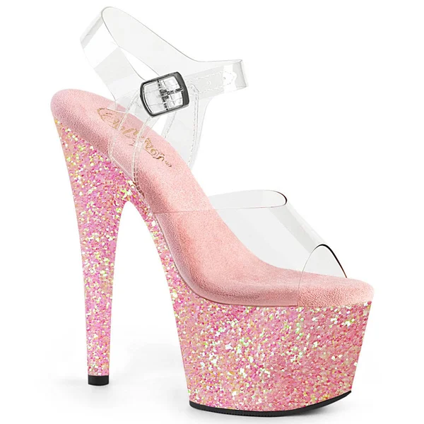 Pleaser - ADORE-708LG 10 - Clear/Opal Multi Glitter