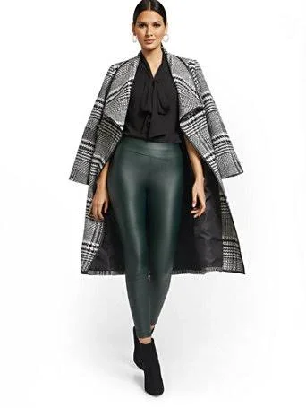 NYu0026Co Women's Petite Whitney Faux-Leather High-Waisted Pull-On Slim-Leg Pants Velvet Green, Size X-Small, Nylon/Spandex/Ra