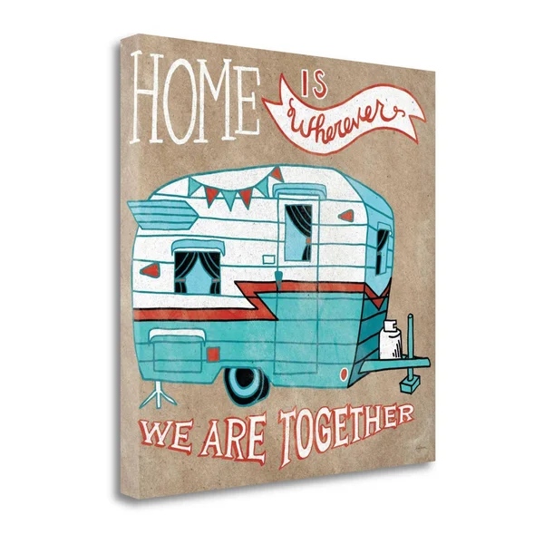 Tangletown Fine Art Adventure Love Camper Taupe by Mary Urban - Giclee Print on Gallery Wrap Canvas
