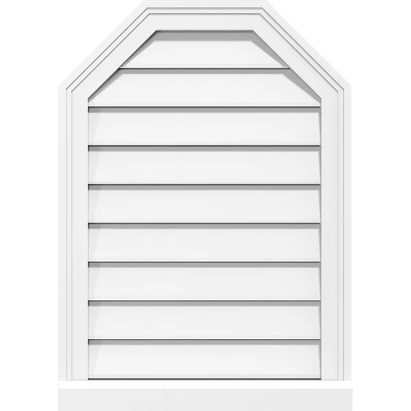 Ekena Millwork GVPOT28X2603SF 28x22W x 26x22H Octagonal Top Surface Mount PVC Gable Vent: Functional, w/ 2x22W x 2x22P Brickmoul
