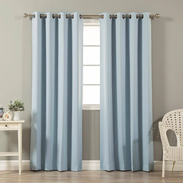 Best Home Fashion, Inc. Solid Blackout Thermal Grommet Curtain Panels Size 96x22 L x 52x22 W, Color Sky Blue