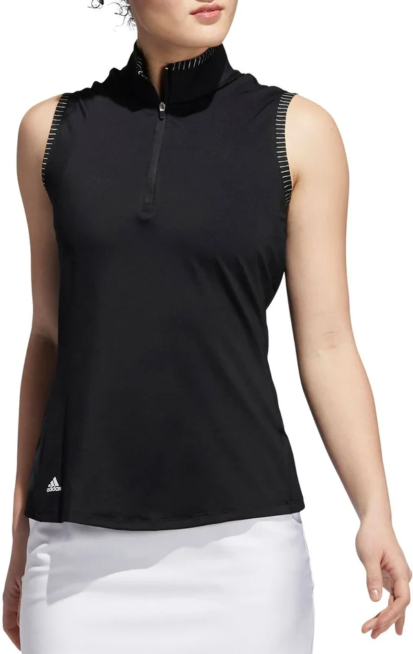 Adidas Women's Ultimate365 Spacedye Sleeveless Golf Polo - Large, Black