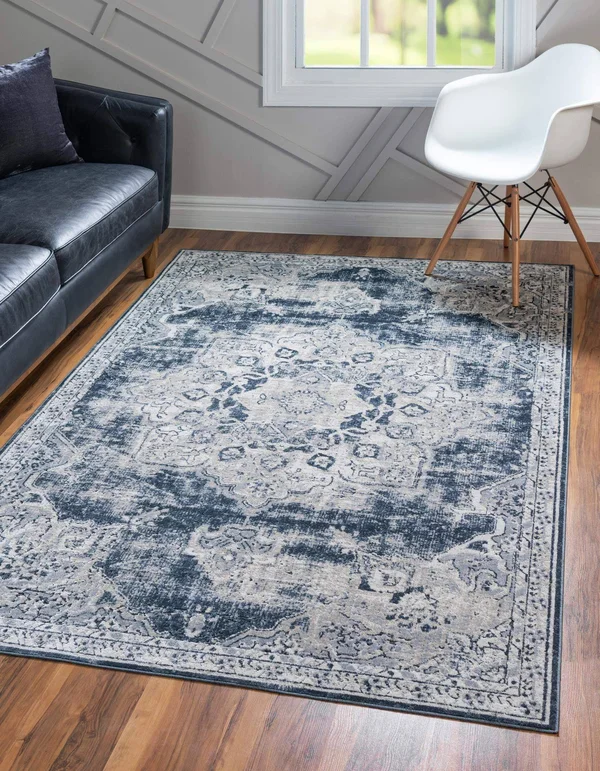 Traditional Chateau Roosevelt Rug 9x12 - Navy Blue