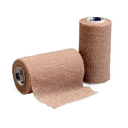 Coban Cohesive Bandage 4 inch x 6-1/2 Yard Standard Compression Self-Adherent Closure Tan NonSterile, 1584L - Case of 18