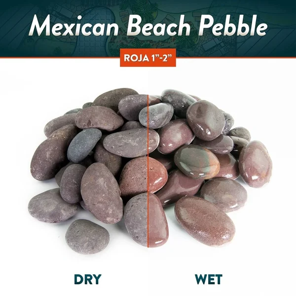 Mexican Beach Pebbles 40 lbs| Smooth Round Stones, Round Rock for Gardens, Landscape, Ponds, and D閏or - 1/2x22-1x22 - Buff But