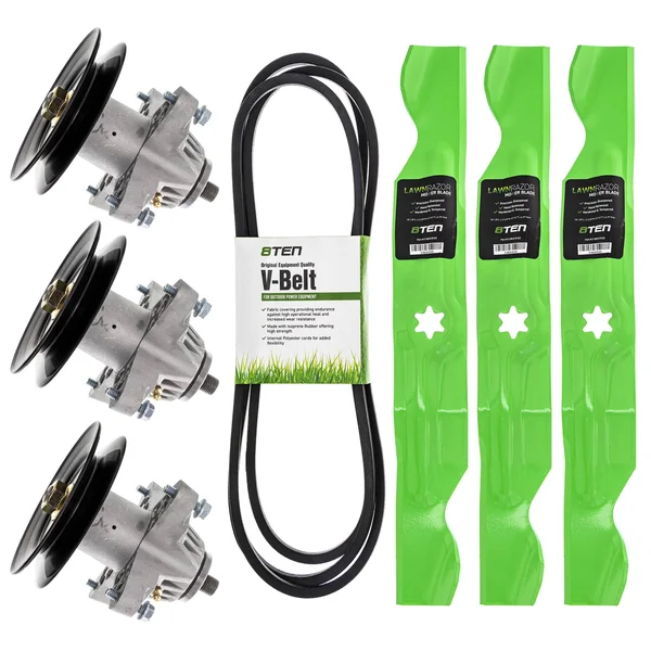 8TEN Spindle Belt Blade Kit Set for 50 inch Deck MTD Cub Cadet RZT 22 50 Troy Bilt Mustang XP Toro 942-04053C