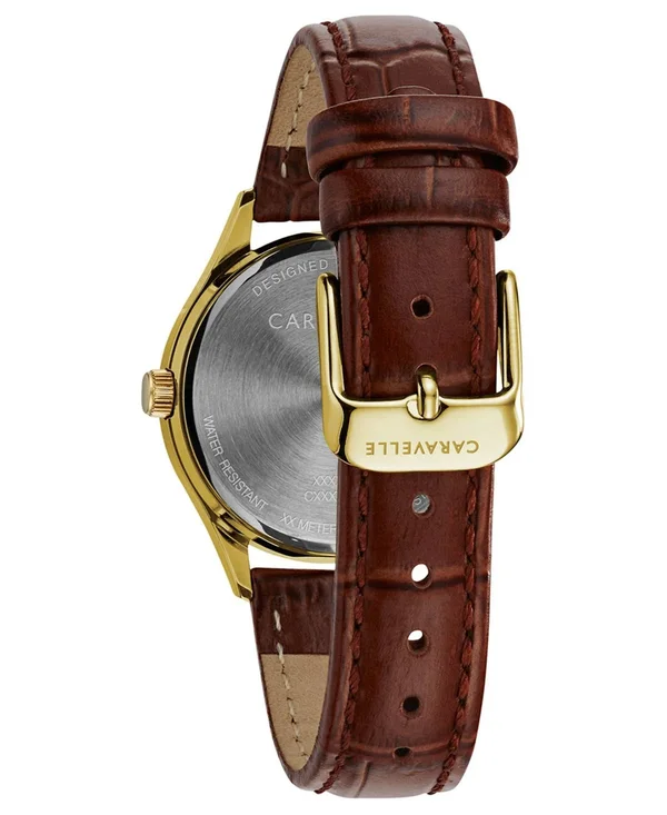 Caravelle by Bulova Women's Leather Strap Goldtone Dress Watch 44M111