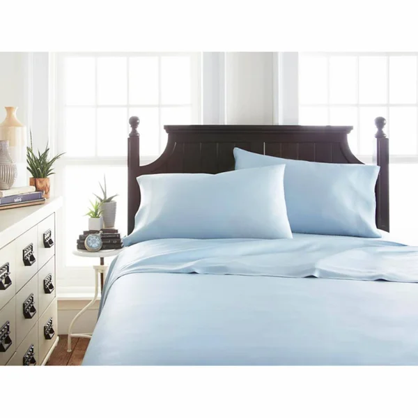 300 Thread Count Premium Bamboo Luxury Solid Sheet Set by Noble Linens, Size: Twin, Blue