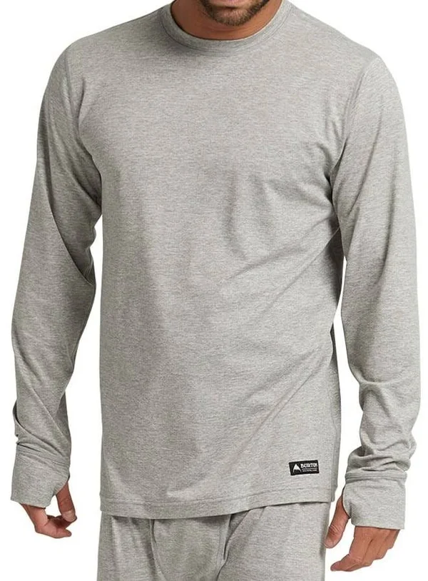 Burton Men's Midweight Base Layer Crew, Gray Heather, Xxs