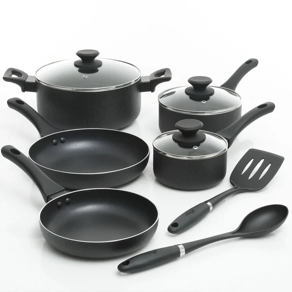 Oster Ashford 10 piece Aluminum Nonstick Cookware Set - Black