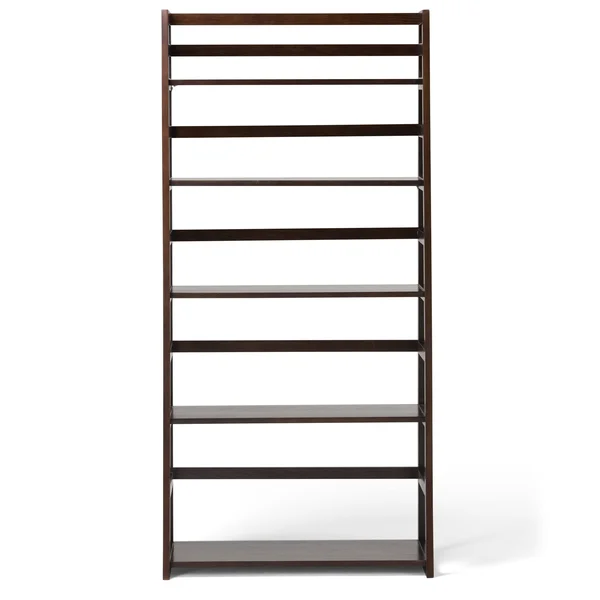 Wyndenhall Normandy Solid Wood 63 inch x 30 inch Rustic Ladder Shelf Bookcase - 30x22W x 15.9x22d x 63x22H - 30x22W x 15.9x22d x