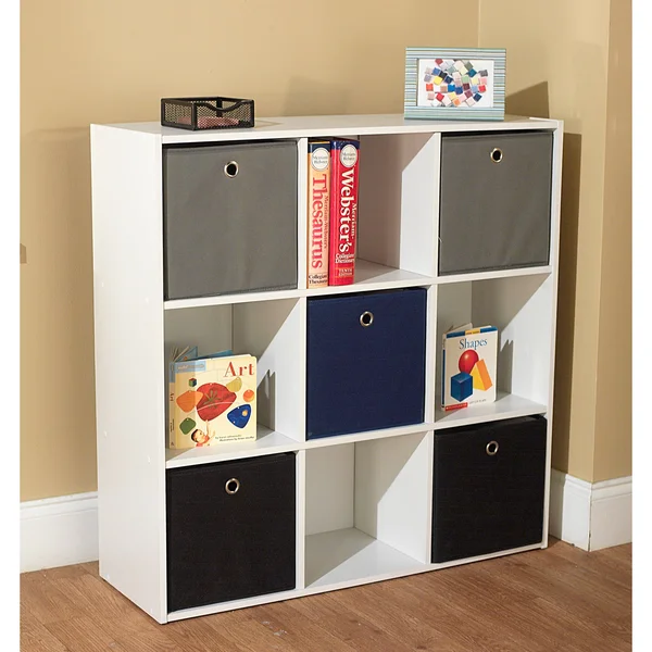Target Marketing Systems Utility Collection Contemporary Bin Bookcase with Five Storage Bins and Four Cubbies - Designed for
