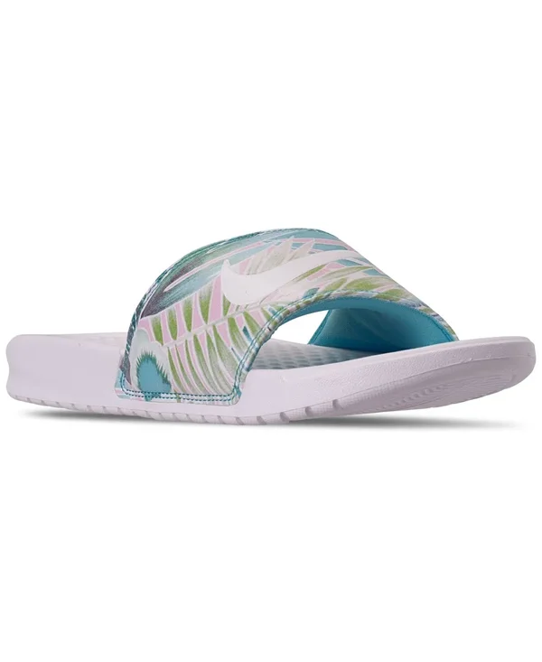 Nike Women's Benassi Just Do It Print Slides, White
