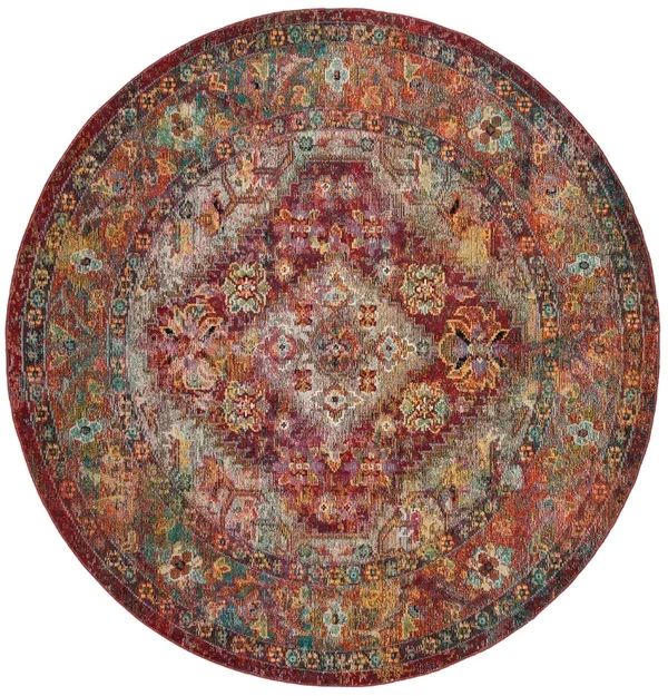 Safavieh CRS507B Crystal Light Blue, Fuchsia Area Rug - 7& x 7& Round