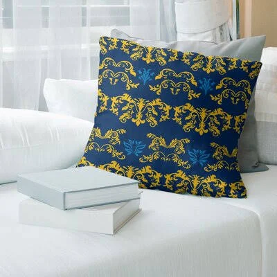 Los Angeles Flash Football Baroque Square Pillow Cover East Urban Home Color: Purple/Yellow/Blue, Size: 18x22 x 18