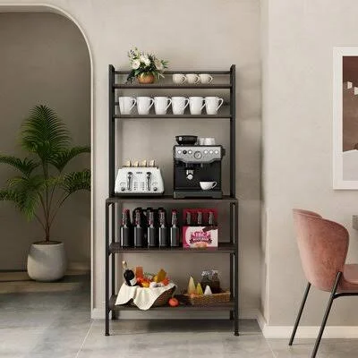 Margaret 31.5x22 Iron Standard Baker&s Rack with Microwave Compatibility Trent Austin Design Color: Dark Brown