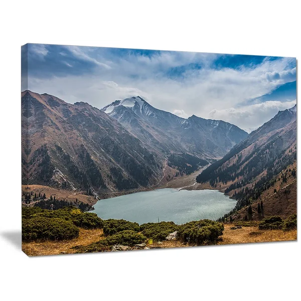 Designart 'Mountain Lake Under Blue Sky' Photographic Print on Wrapped Canvas