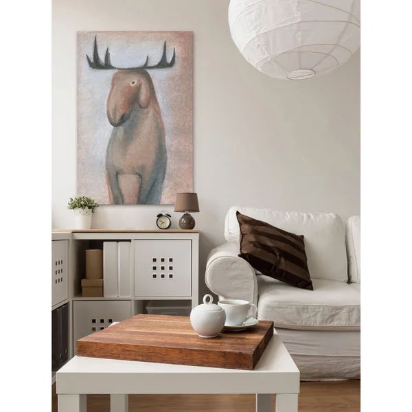 Marmont Hill 'Happy Moose' Painting Print on Wrapped Canvas, Brown