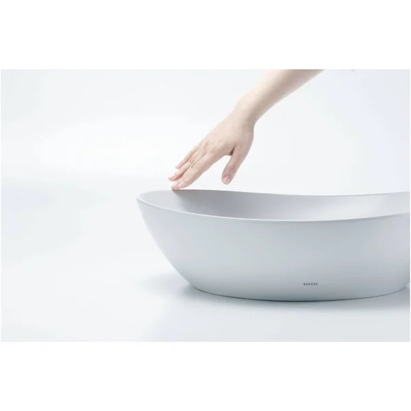 Toto Kiwami Asymmetrical Vessel Bathroom Sink with Cefitontect, Cotton White - Lt477g#01