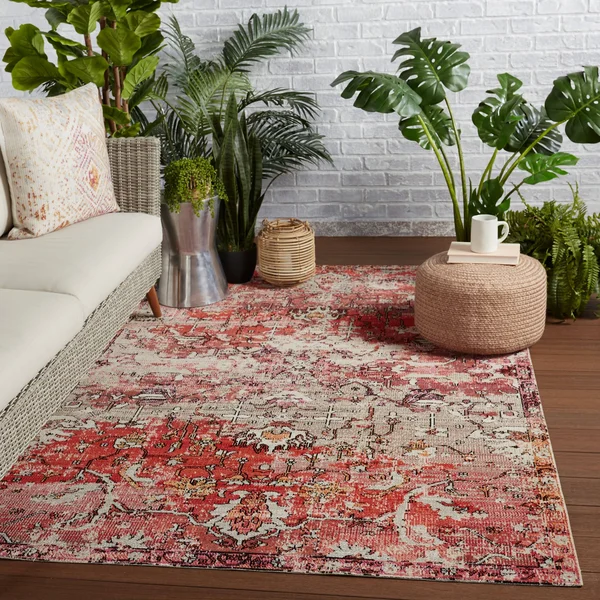 Jaipur HDC Amorette Dark Blue/Red 9 ft. 10 in. x 14 ft. Oriental Rectangle Indoor/Outdoor Area Rug