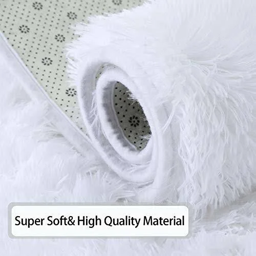 Andecor Soft Fluffy Bedroom Rugs - 4 x 5.9 Feet Indoor Shaggy Plush Area Rug for Boys Girls Kids Baby College Dorm Living Room H