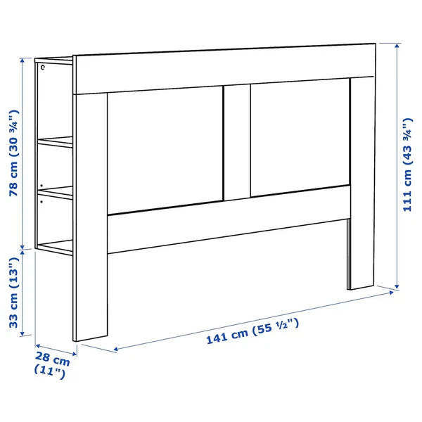 IKEA - BRIMNES Headboard with Storage Compartment, White, Full/Double