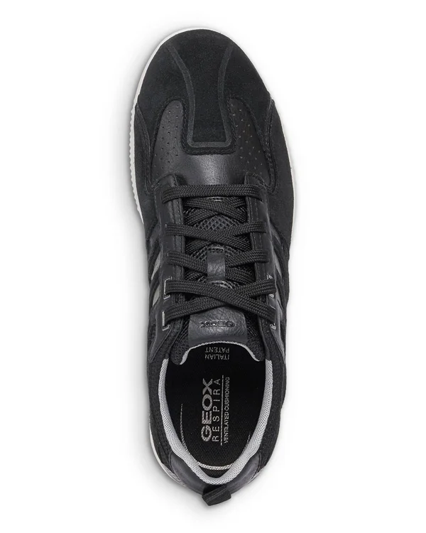 Geox Leather & Suede Sneaker - 41, Black