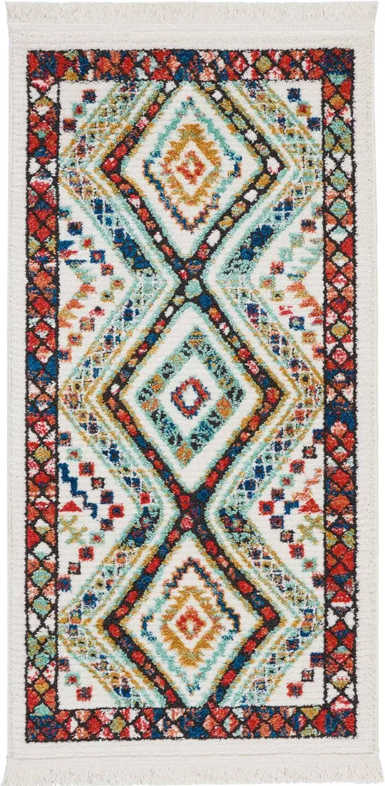 Nourison Tribal Decor Area Rug - White, 7&10x22 x 10&9x22