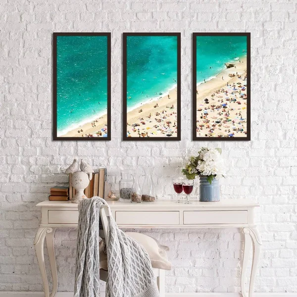 Beach Please XIII 3 Piece Framed Photographic Print Set Picture Perfect International Size: 25.5x22 H x 40.5x22 W x 1x22 D