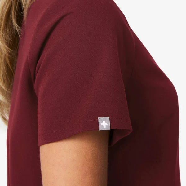 Figs Womens Burgundy Catarina - One-Pocket Scrub Top