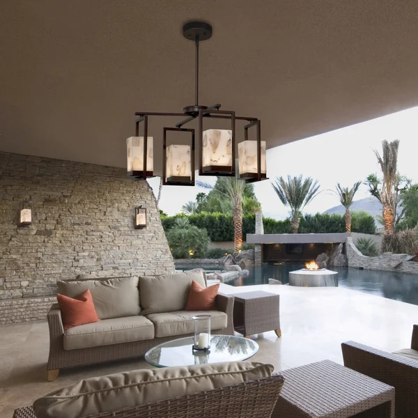 Justice Design Group-Laguna 4-Light LED Outdoor Chandelier-ALR-7510W-DBRZ